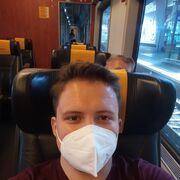 I'm on the train from Vienna to Brno.