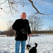 Molly and I walking at the park on a very snowy morning